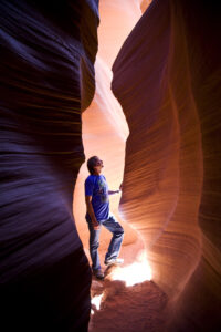 Mark Greenawalt at Antelope Canyon in the light
