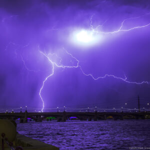 Electric Eye Lighting Over Mill Avenue Bridge at Tempe Town Lake