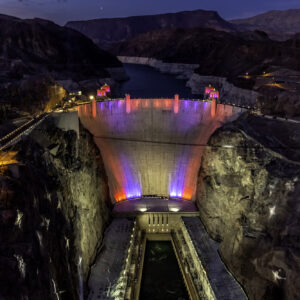 Semiquincentenial Lighting on the Hoover Dam in Arizona and Nevada