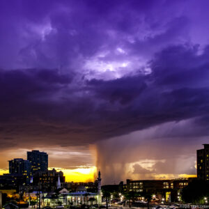 Microburst Over Tempe Arizona at Sunset with lightning